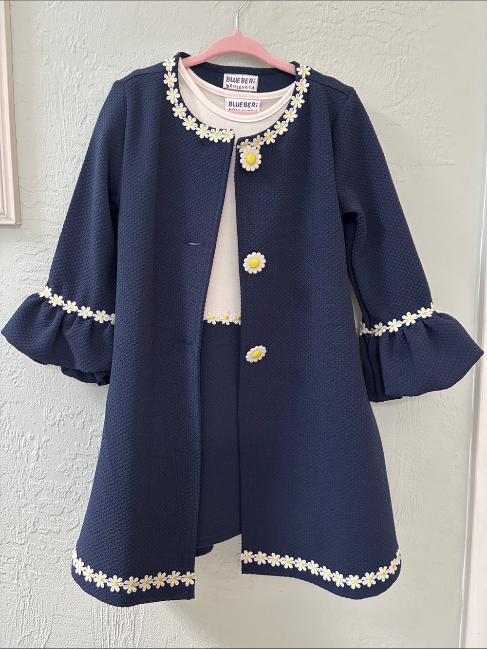 Blueberi Boulevard dress & navy coat set